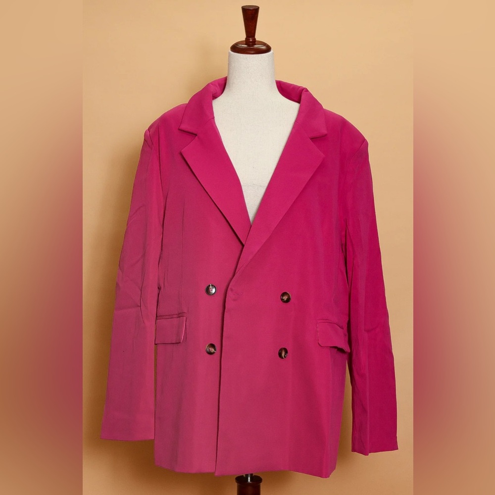 C29 PLUS Haptics Fuchsia Double Button Lightweight Blazer